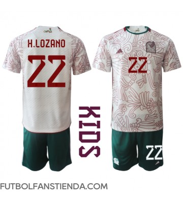 México Hirving Lozano #22 Segunda Equipación Niños Mundial 2022 Manga Corta (+ Pantalones cortos)